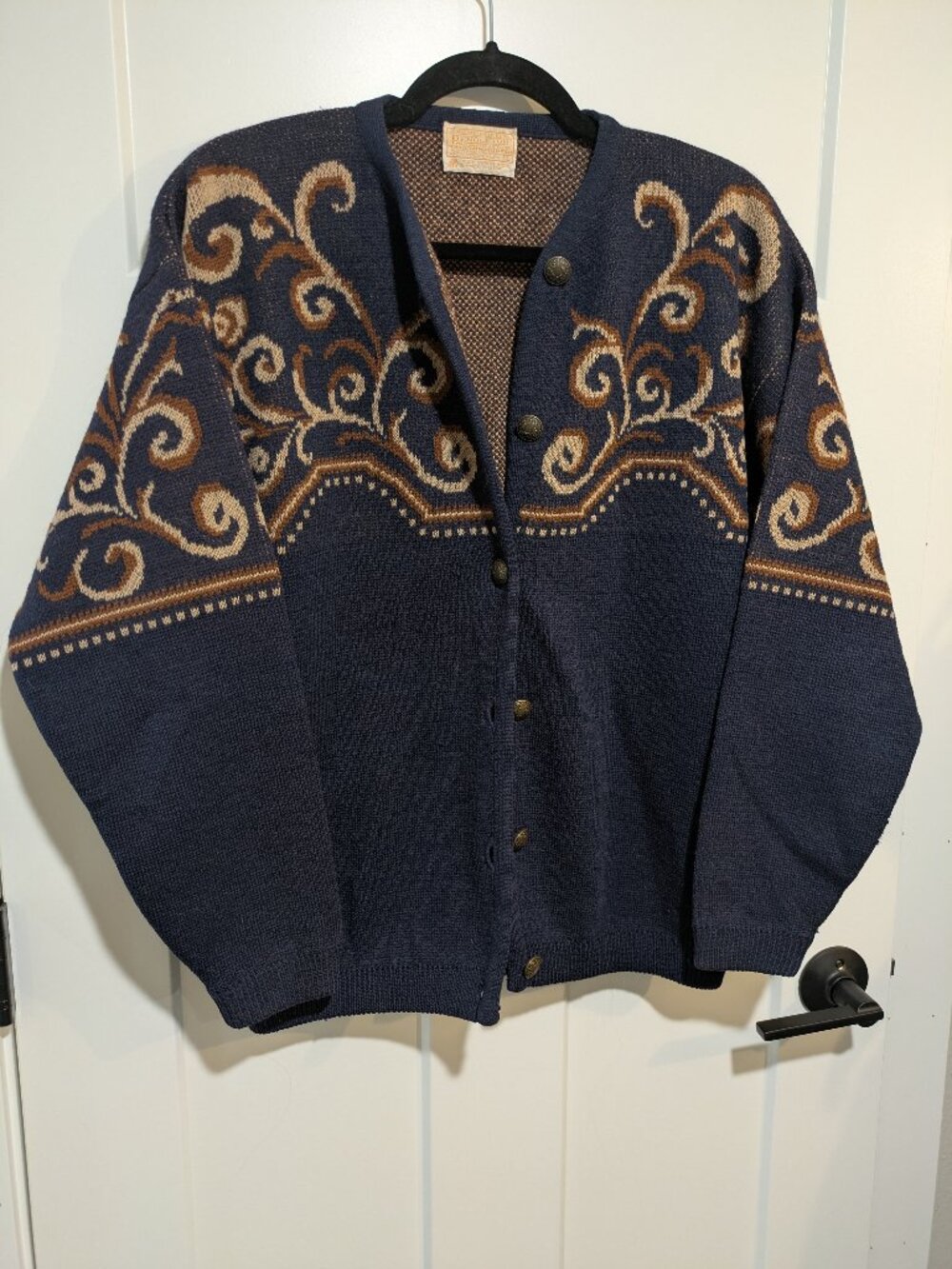 Vintage Pendleton 100% Virgin Wool Cardigan Sweater Size L Made in USA